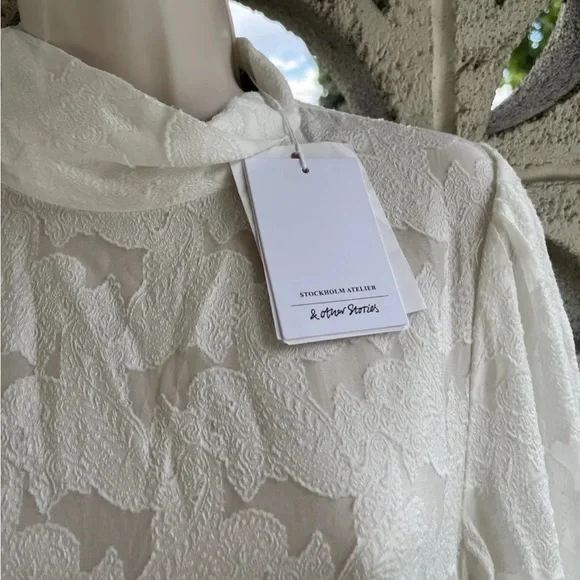 & Other Stories White Jacquard Turtleneck Dress Size 2 - Picture 3 of 5
